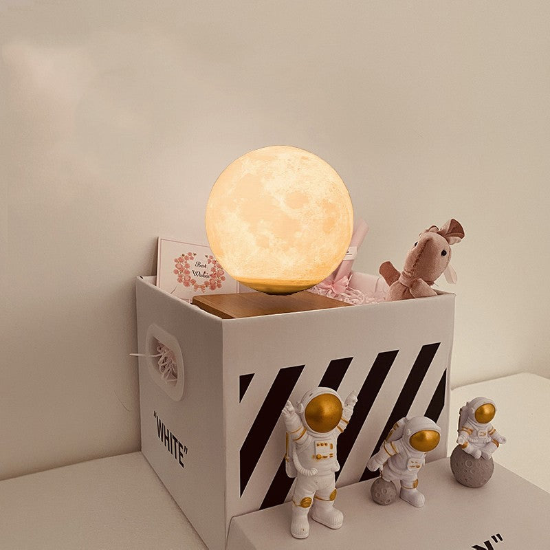 Color: Dark moon, style: Gift box-USB, Electrical outlet:  - Moon Earth Maglev Moon Planet Small Night Light Atmosphere Light