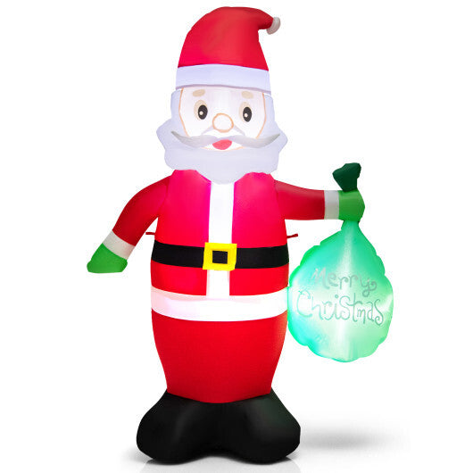 5 Feet Christmas Inflatable Santa Claus Holding Gift Bag for Yard and Garden Lawn - Color: Red