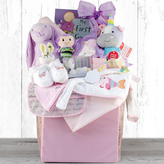 Congratulations: Baby Girl Gift Basket