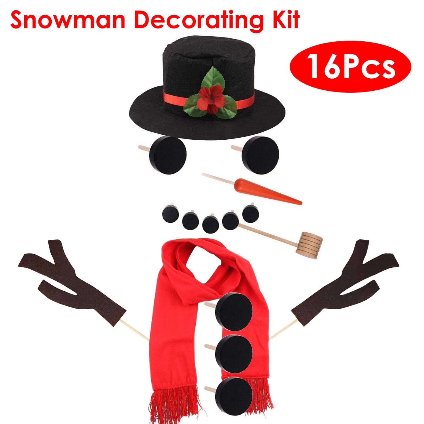 16Pcs Snowman Decorating Dressing Kit Winter Party Kids Outdoor Toys Christmas