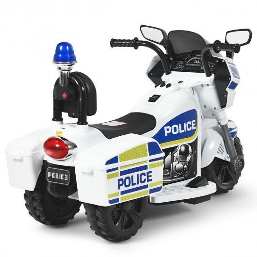 6V 3-Wheel Kids Police Ride On Motorcycle with Backrest