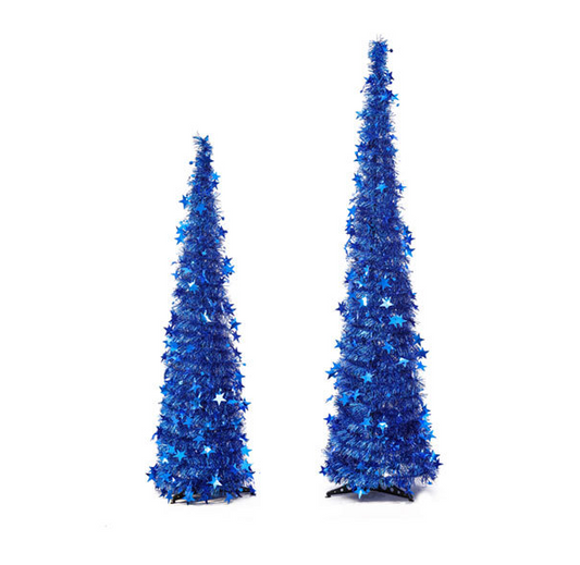 Color: Blue, Size: 1.5m - Artificial Tinsel Pop Up Christmas Tree with Stand Gorgeous Collapsible Artificial Christmas Tree for Christmas Decorations